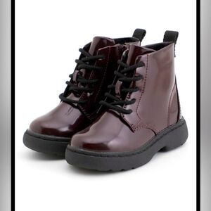 Zara Toddler Plum Purple Patent Faux Leather Combat Boots